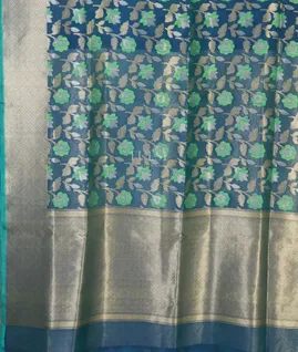 Blue Banaras Organza Saree T5103574