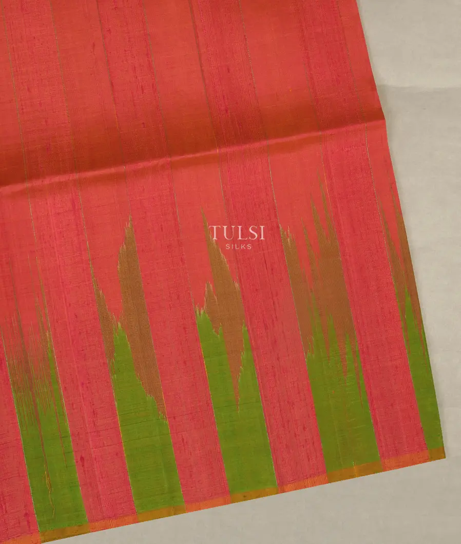 Orangish Pink Soft Silk Saree T503647-image