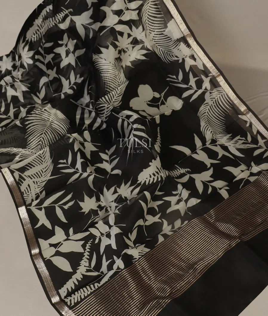 Black Kora Organza Printed Saree T516009-image