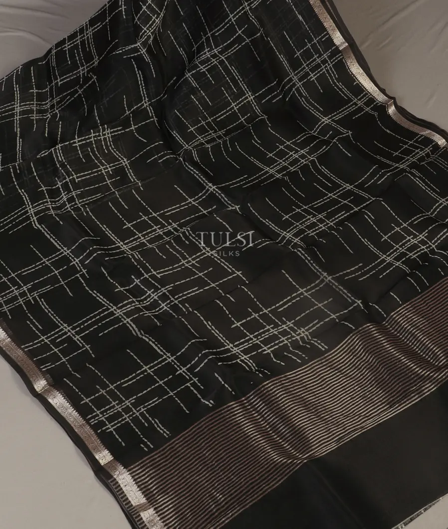 Black Kora Organza Printed Saree T516006-image