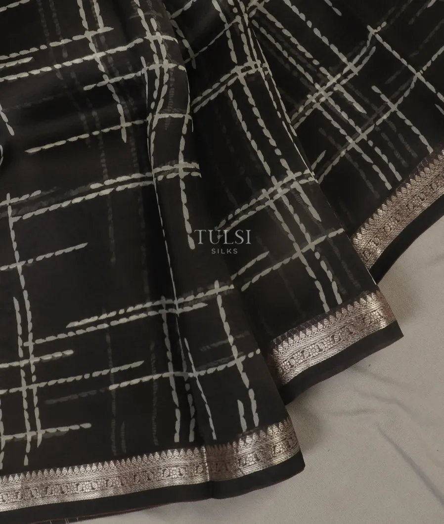 Black Kora Organza Printed Saree T5160062