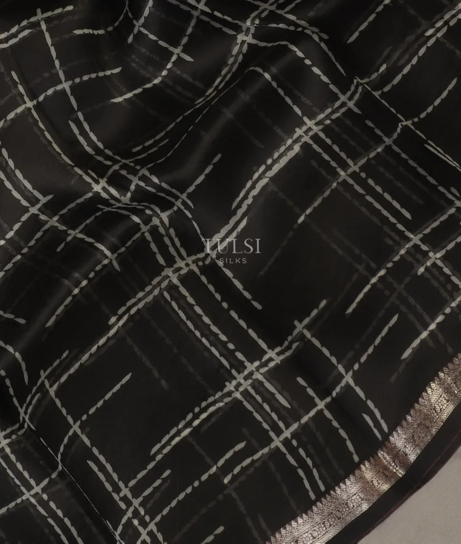 Black Kora Organza Printed Saree T5160064