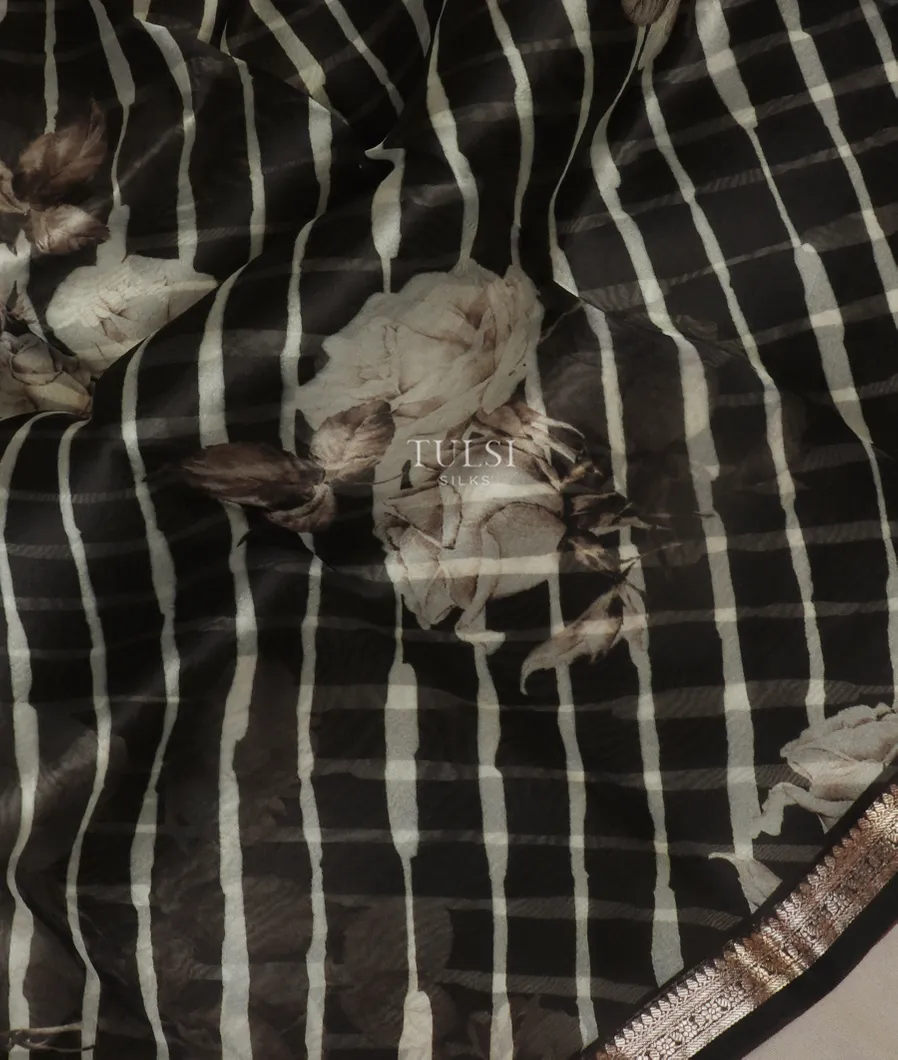 Black Kora Organza Printed Saree T5160104