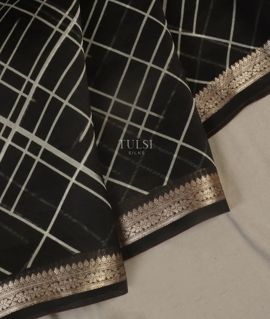 Black Kora Organza Printed Saree T5160132