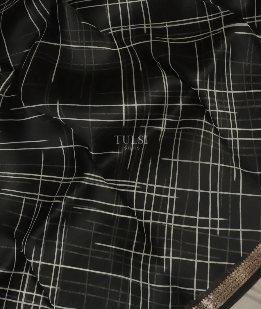 Black Kora Organza Printed Saree T5160134