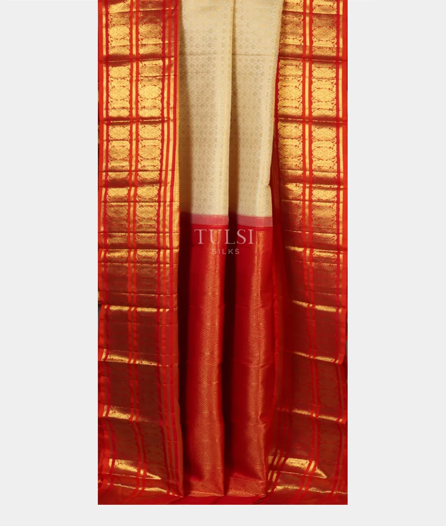 Cream Kanjivaram Silk Saree T5043652