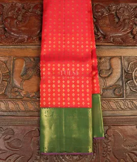 Orangish Pink Kanjivaram Silk Saree T2957371