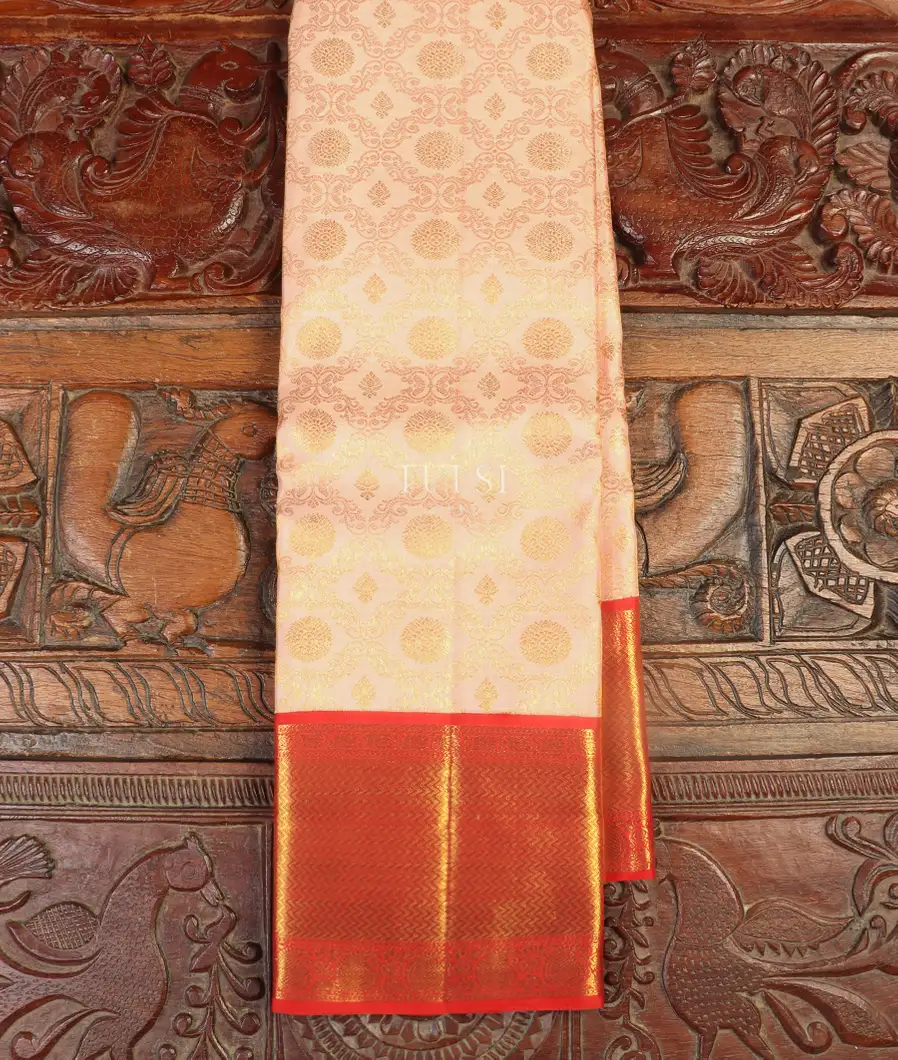 Light peach Kanjivaram Silk Saree T482587-image