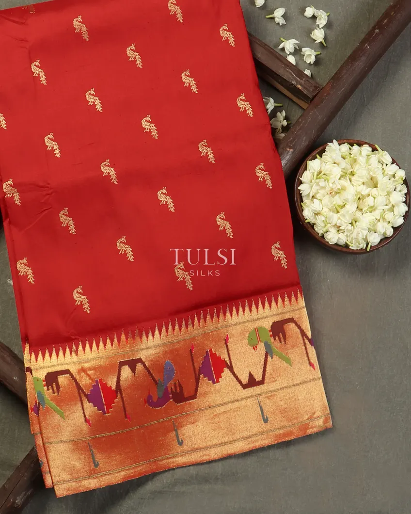 Red Paithani Silk Saree T506618-image