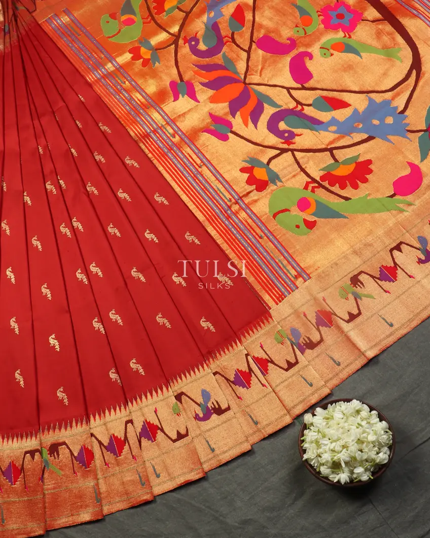 Red Paithani Silk Saree T5066182