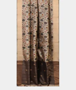 Grey Tussar Printed Saree T4886472
