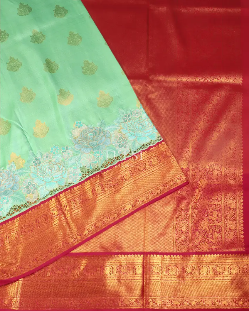 Green Kanjivaram Cutwork Silk Saree T5170072