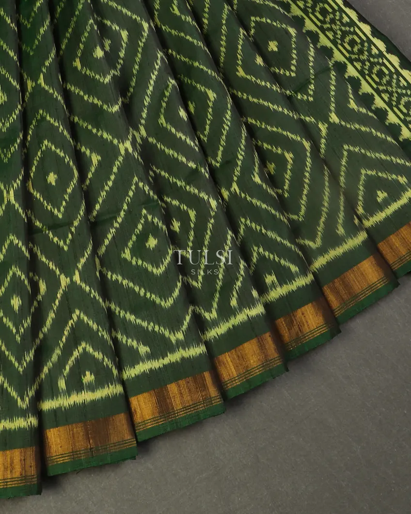 Bottle Green Patola Silk Saree T5080582
