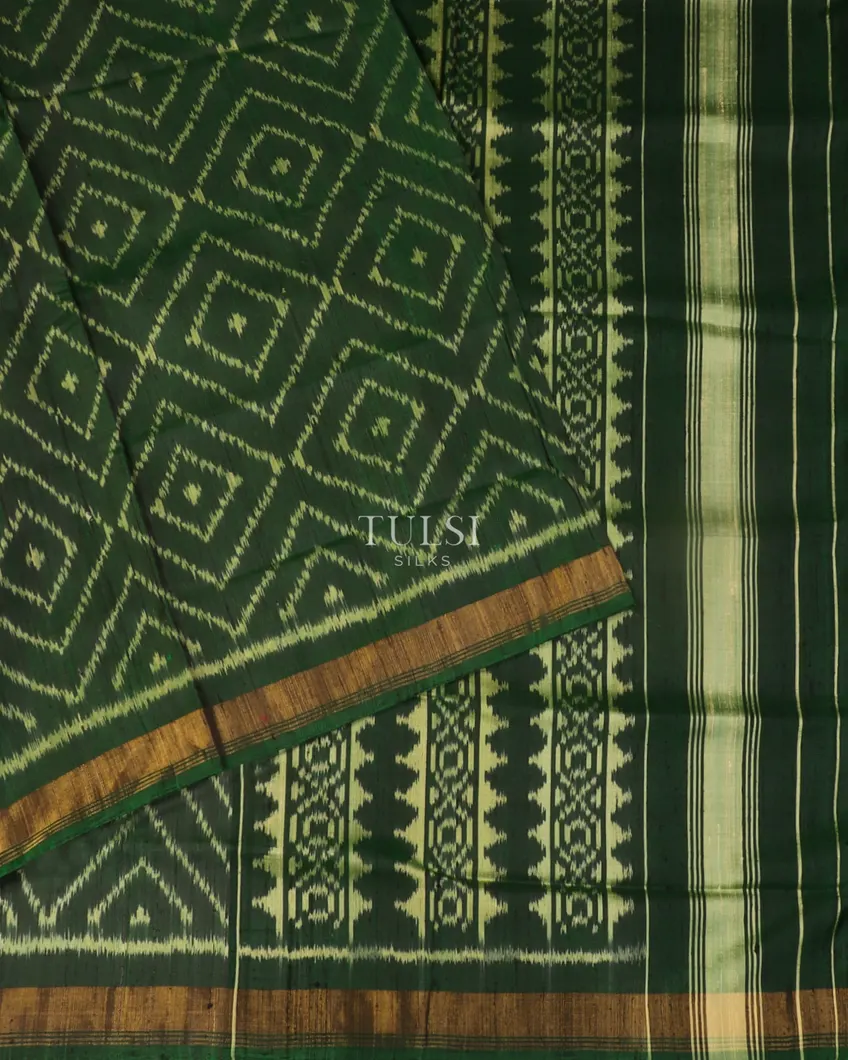 Bottle Green Patola Silk Saree T5080584