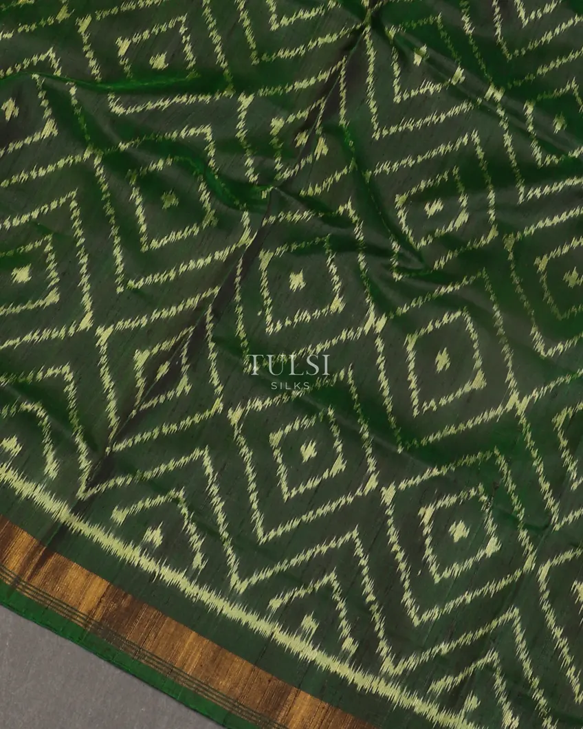 Bottle Green Patola Silk Saree T5080585