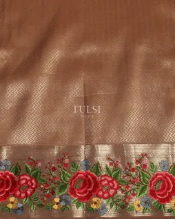 Brown Kanjivaram Embroidery Silk Saree T5170423