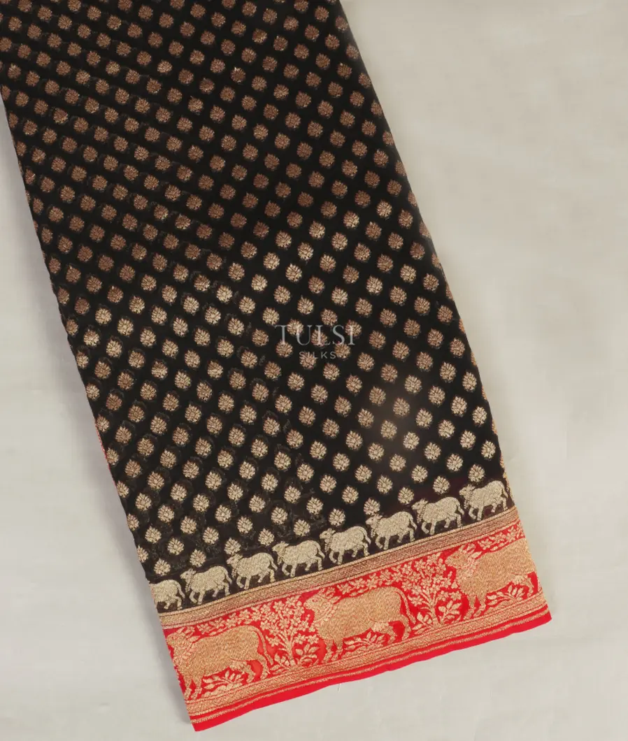 Black Banaras Georgette Silk Saree T449241-image