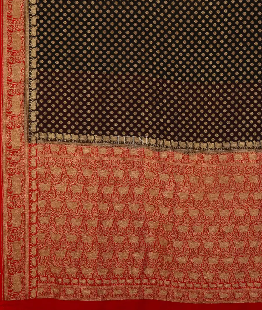 Black Banaras Georgette Silk Saree T4492414