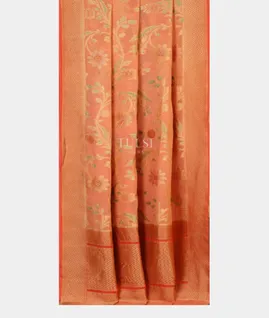Peach Banaras Georgette Silk Saree T3804262