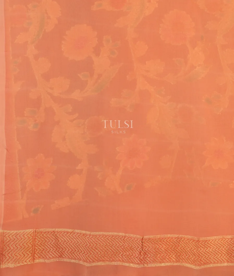 Peach Banaras Georgette Silk Saree T3804263