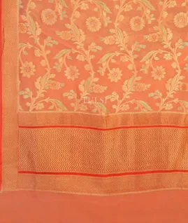 Peach Banaras Georgette Silk Saree T3804264