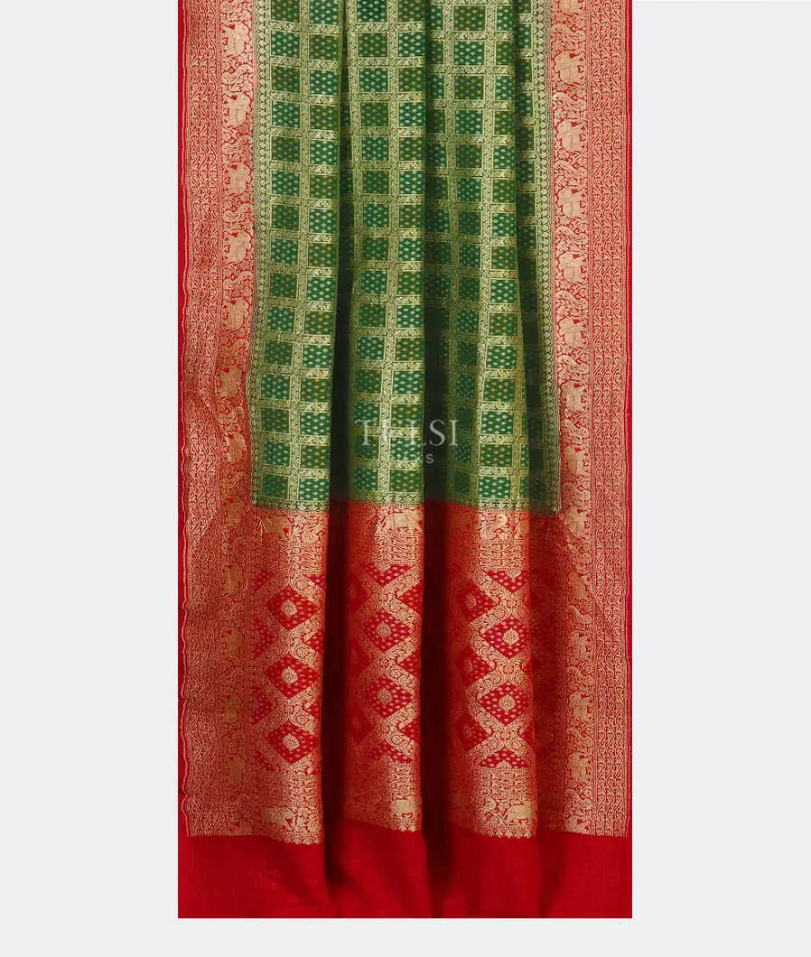 Green Banaras Georgette Silk Saree T2669722