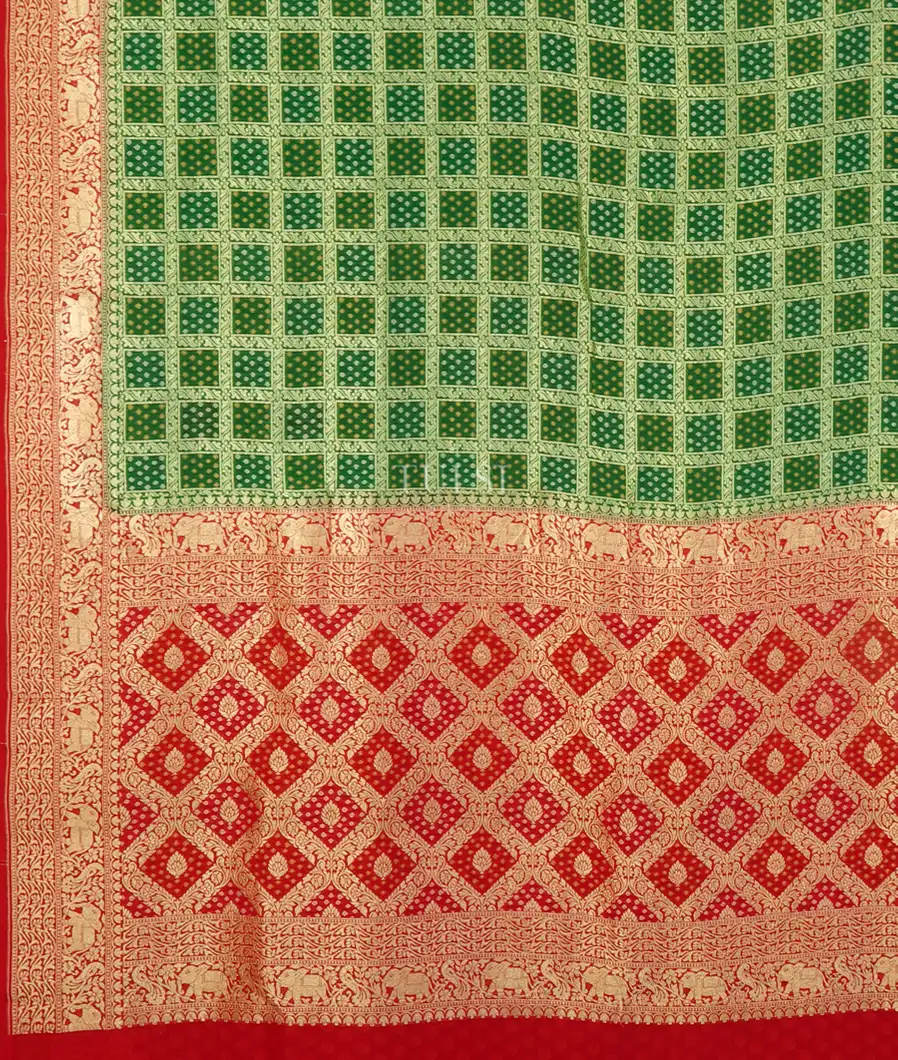 Green Banaras Georgette Silk Saree T2669724