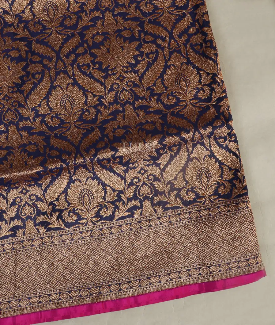 Midnight Blue Banaras Silk Saree T495763-image