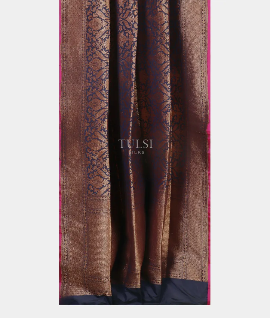 Midnight Blue Banaras Silk Saree T4957632