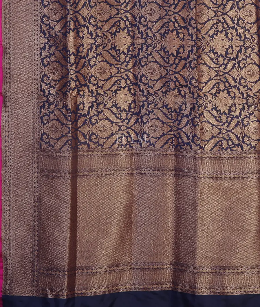 Midnight Blue Banaras Silk Saree T4957634