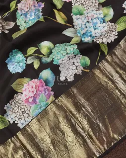 Black Printed Kanjivaram Silk Saree T4824395