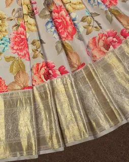 Grey Printed Kanjivaram Silk Saree T4824434