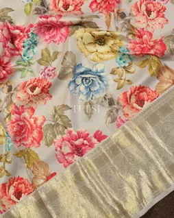 Grey Printed Kanjivaram Silk Saree T4824435
