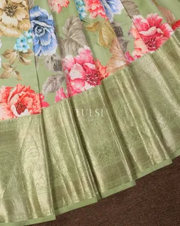 Green Printed Kanjivaram Silk Saree T4824474
