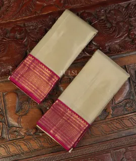 Grey Handwoven Kanjivaram Silk Dhoti and Vastharam T5188191