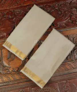 Grey Handwoven Kanjivaram Silk Dhoti and Vastharam T5187821