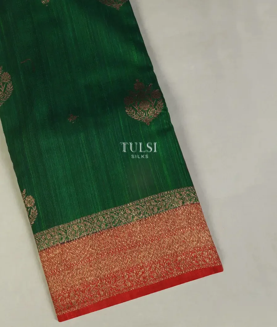 Bottle Green Banaras Tussar Saree T507640-image