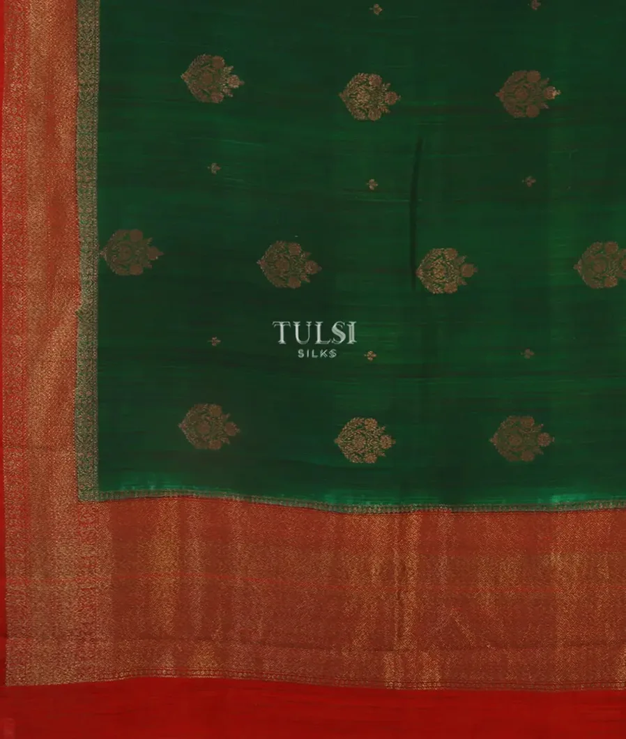 Bottle Green Banaras Tussar Saree T5076404