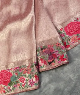 Pink Kanjivaram Embroidery Silk Saree T5189734