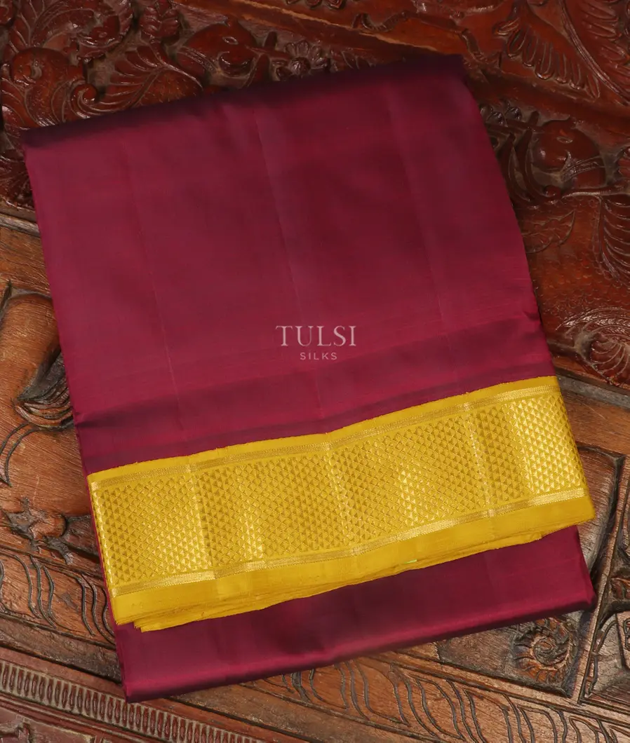 Sandal Nine Yards Cotton Saree with unique buttas on its body, contrast  border & pallu with strip designs