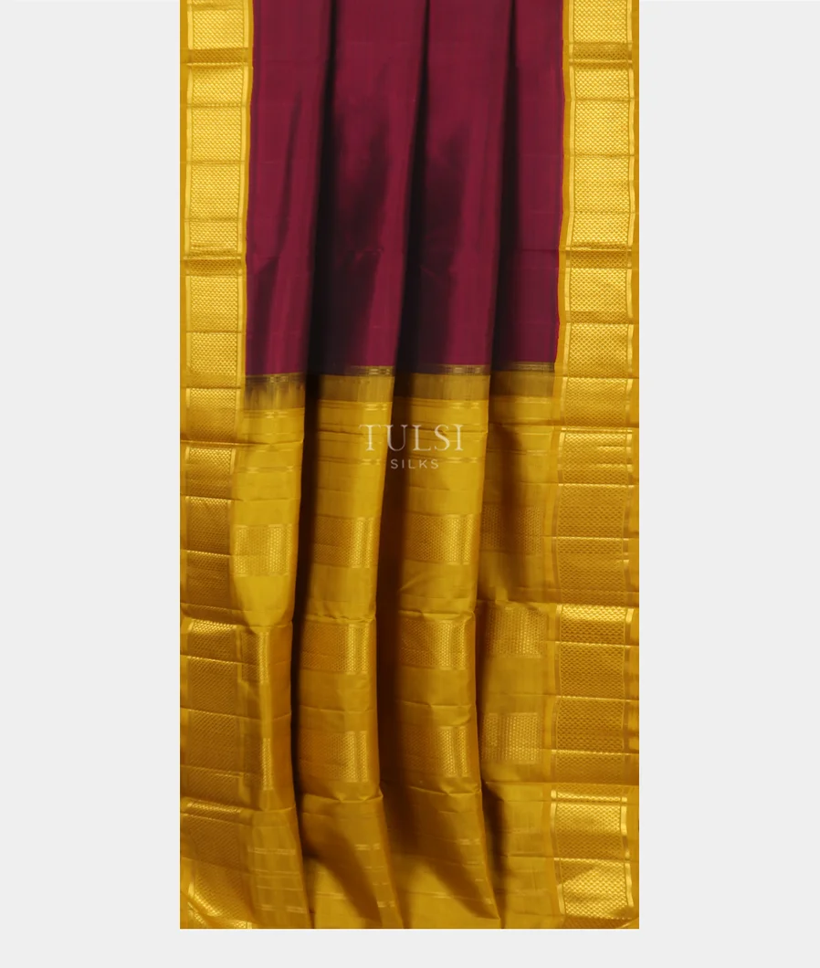 Burgundy Nine Yards Kanjivaram Silk Saree T3605252