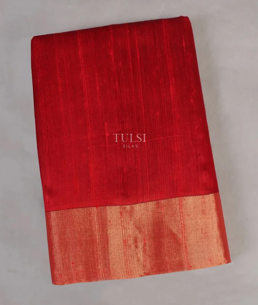 Red Woven Raw Silk Saree T459431-image