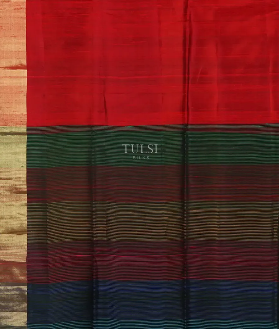 Red Woven Raw Silk Saree T4594314