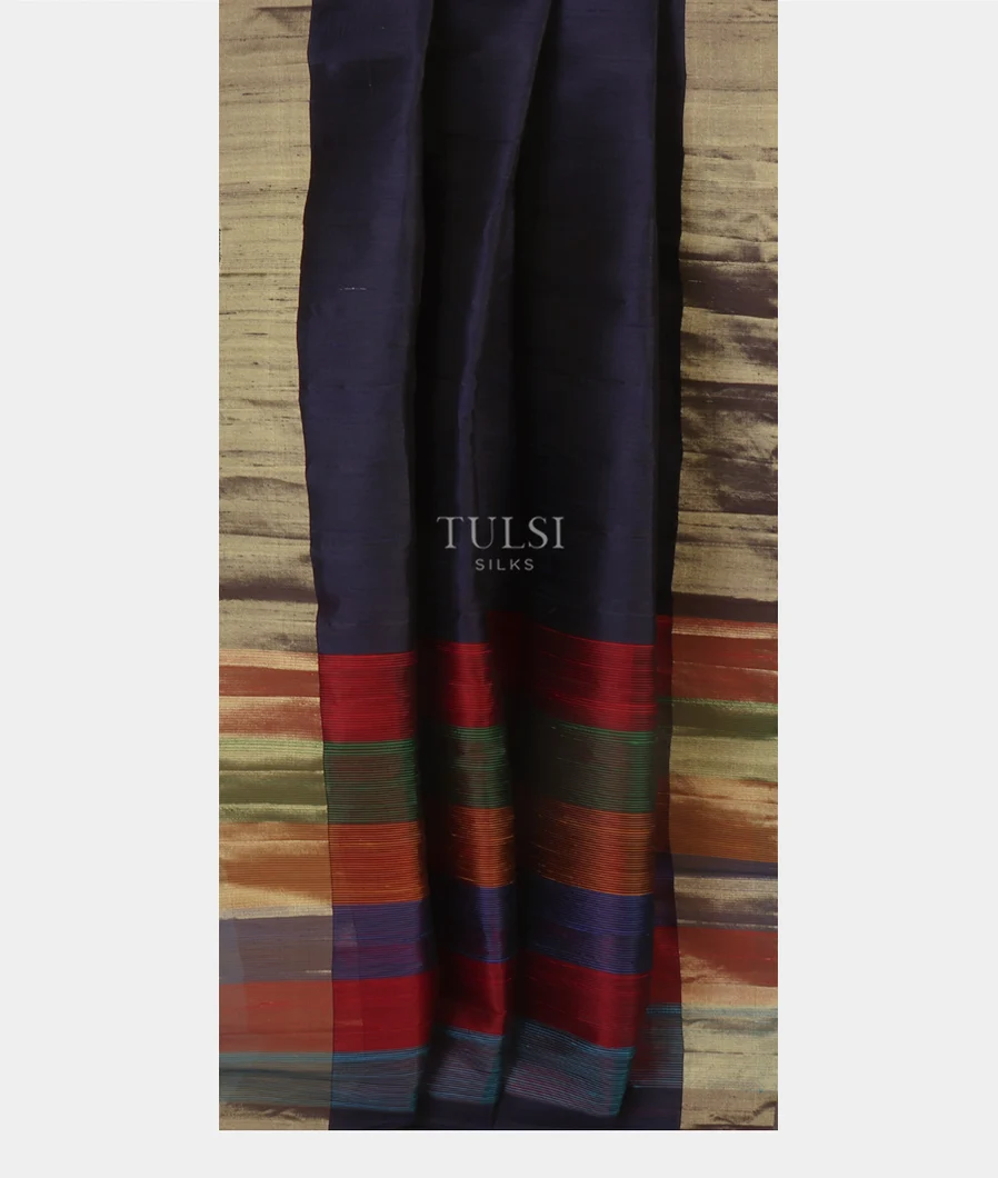 Midnight Blue Woven Raw Silk Saree T4594382