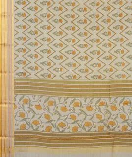 Off - White Printed Cotton Saree T4872224