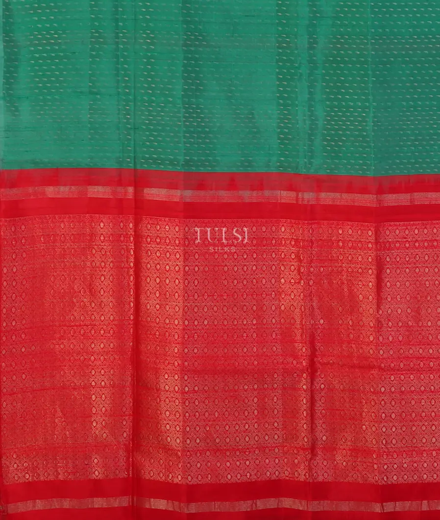 Green Woven Raw Silk Saree T4957484