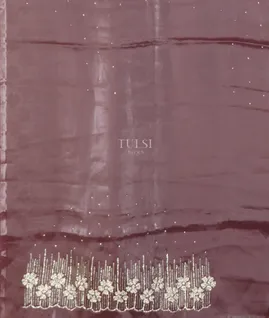 Purple Kora Tissue Organza Embroidery Saree T4912293