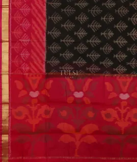 Black Pochampalli Silk Cotton Saree T4288534