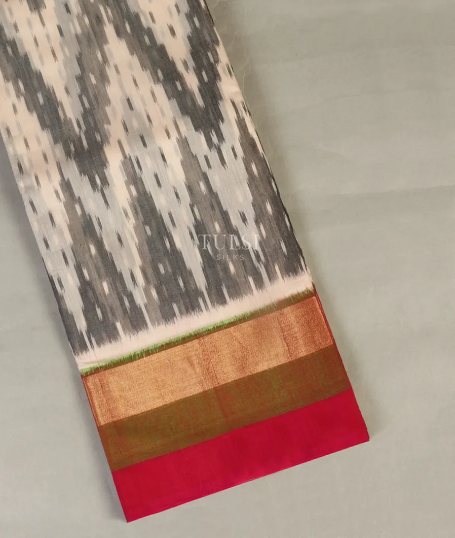 White Pochampalli Silk Cotton Saree T489385-image