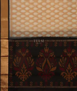 Beige Pochampalli Silk Cotton Saree T5139614